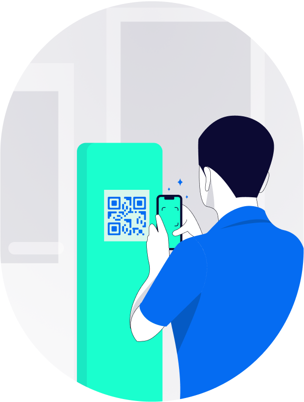Scan the QR code on the display